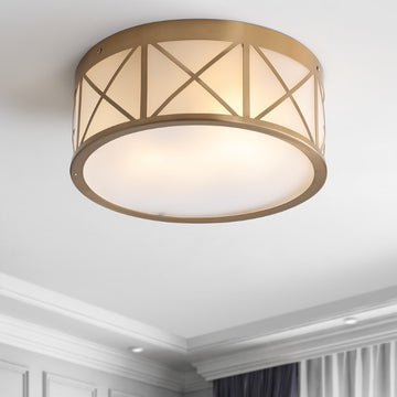 Cadence Drum Metal/Glass Flush Mount - JONATHAN Y